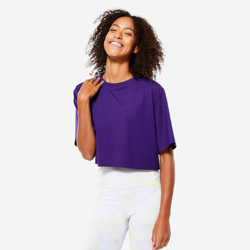 





T-shirt crop top femme - violet profond