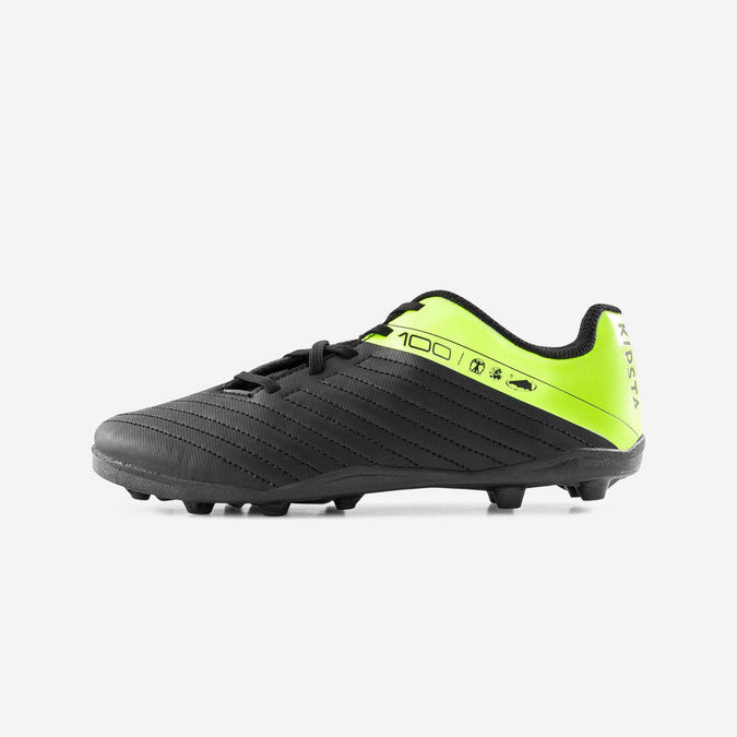 





CHAUSSURES DE FOOTBALL ENFANT A LACETS 100 FG NOIR ET JAUNE, photo 1 of 7