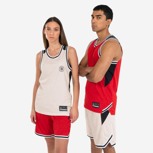 





Maillot de Basketball sans manche reversible Adulte - T500 rouge beige