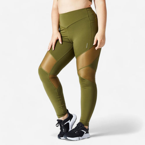 





Legging fitness cardio bimatière taille haute femme, vert