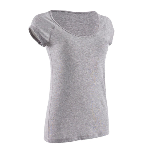 





T-Shirt 500 slim Pilates Gym douce femme gris chiné