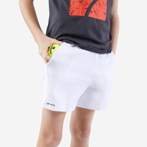 





short de tennis garcon - TSH100 blanc